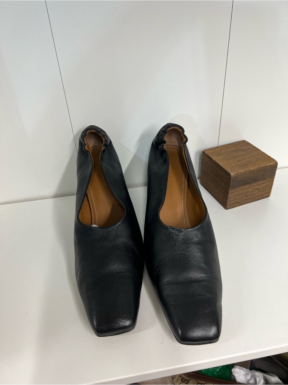 🔥🔥 Lafayette 148 New York Nappa Black Leather square toe Pumps size 39 - Picture 11 of 13